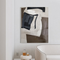 Peinture à l'huile abstraite moderne noir et blanc, cadre mural, grande peinture décorative faite à la main pour la décoration de la maison