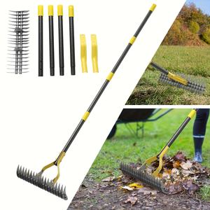 Râteau à désherbage de pelouse à double <span class=keywords><strong>action</strong></span> robuste, hauteur réglable, râteau manuel pour ameublir le sol et aérer les pelouses - Product Image 4