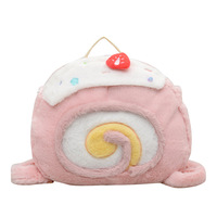 Nouveau sac à dos en peluche Swiss Roll pour filles, design mignon et adorable, sac bandoulière grande capacité avec un cœur girly