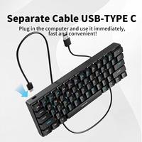 Clavier de jeu H61k 60 % 61 touches avec interrupteurs bleus et rouges, rétroéclairage RGB, mini clavier USB pour ordinateur portable