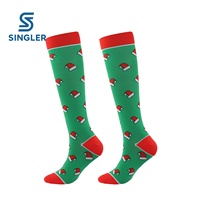 Chaussettes de compression de Noël en gros, bas de compression graduée jusqu'au genou pour hommes et femmes, chaussettes de Noël