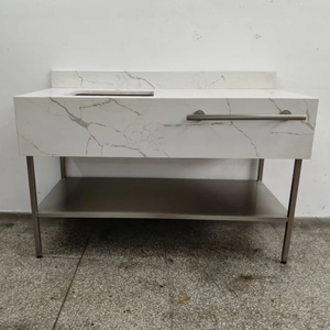 Mobile <span class=keywords><strong>Bagno</strong></span> Commerciale per Hotel, Freestanding, con Top in Quarzo, Struttura in Acciaio Inox, Moderno, con Lavabo e Vano Contenitore Aperto - Product Image 1
