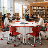 Table d'étude modulaire collaborative moderne avec structure en acier durable et plateau en bois pour les salles de classe, les bibliothèques et les espaces d'apprentissage