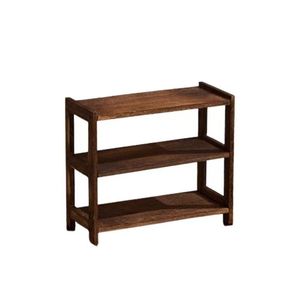 Solid Wood 3 Tier <b>Desktop</b> <b>Shelf</b> For Tea Set Display Storage Rack Heavy Burning Finish - Product Image 4