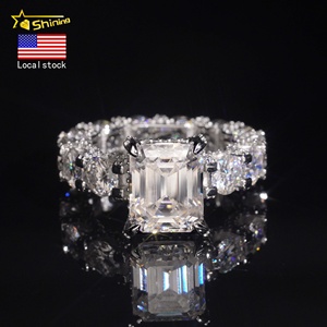 Fast Shipping Local Stock Engagement <strong>Emerald</strong> Cut 5ct Women 925 <strong>Silver</strong> Moissanite Diamond <strong>Ring</strong> - Product Image 1