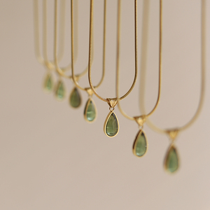 Dainty Vintage Boho Water Drop Necklace for Women 18K Gold Plated Layered Set with <b>Snake</b> Chain Stainless Steel Jewelry - Product Image 3