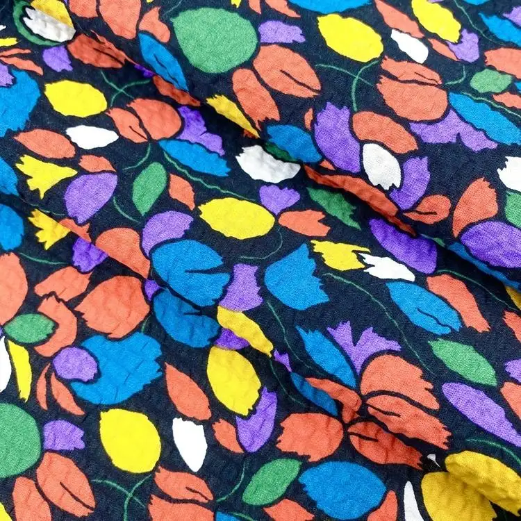 Beau tissu personnalisé tissé 100% coton à imprimé de petites fleurs colorées pour robe de femme
