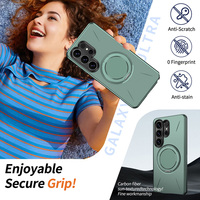 Funda Magnética Antigolpes con Sensación de Piel para Samsung Galaxy S23 S24 S25 S26 Ultra Plus, 360° °   Soporte Giratorio con Anillo y Cubierta Completa