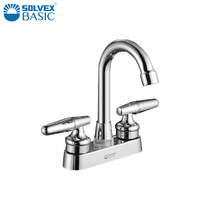 Keran Kamar Mandi SOLVEX 4-inci Model Center Set 2-Tombol Warna Chrome: Pemasangan di Atas Meja, Kompatibel 3-Tombol Keran Terlaris di Amerika Selatan