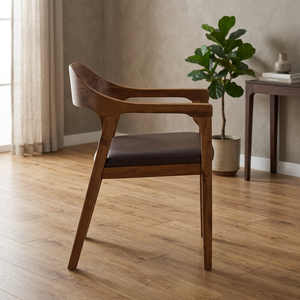 Sillón moderno para restaurante, cocina, comedor, gran oferta, venta al por mayor, muebles de madera de nogal Color Natural, sillas con asiento de cuero - Product Image 3