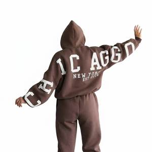 カスタムロゴ パーカー＆スウェットパンツ ジョガーセット レディース トラックスーツ 2点セット スウェットパンツとパーカーセット - Product Image 1