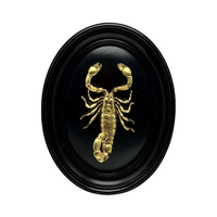 Sculpture murale ovale noire antique écologique Art Déco Araignée dorée Scorpion Coccinelle Vintage Ornement en résine Décoration murale suspendue