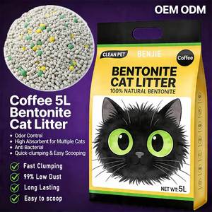 BENJIE 5L Gris Litière Agglomérante pour Chat en Bentonite, Faible Émission de Poussière, Très Absorbante, Contrôle Supérieur des Odeurs, Divers Parfums - Product Image 1