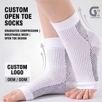 Chaussettes de compression personnalisées à bout ouvert, respirantes en maille, à pression graduée, manchon de compression pour pied et mollet, anti-fatigue