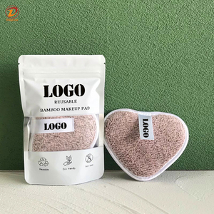 Tampons démaquillants lavables en forme de cœur avec logo OEM super doux pour le visage Tampons démaquillants réutilisables en <span class=keywords><strong>coton</strong></span> microfibre personnalisés - Product Image 1