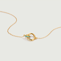 Trendy Chic Interlocking 12 Mois Birthstone Collier Zircon Double Anneaux Charme Collier pour les Femmes