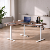Bureau PRORIALS réglable en hauteur, électrique, à 3 pieds, double moteur, bureau d'angle assis-debout en forme de L, avec réglage de 730-1180 mm