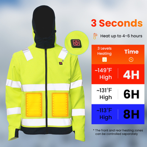 Unisex High Visibility Outdoor Work <strong>Jacket</strong> CLASS 3 Hi-Vis Reflective Heated Coat Waterproof Safety Heated <strong>Jacket</strong> Mens - Product Image 3