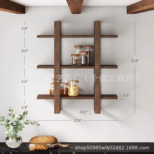 Étagère de rangement en bois minimaliste moderne pour salon, étagère murale multi-niveaux en bois massif - Product Image 4