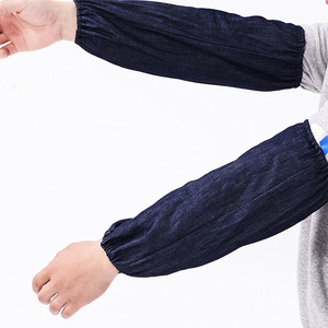 Denim Sleeve <b>Protectors</b> Dark Blue Elastic Flat Cut Long Canvas Wear Resistant For Workshop Use - Product Image 2