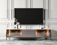 Meuble TV intégré en bois massif élégant avec panneau décoratif pour salon de villa haut de gamme
