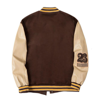 Jaket Varsity Katun Kancing Depan Kerah Tegak Trendy Pria, Jaket Baseball Klasik Vintage Gaya Kampus