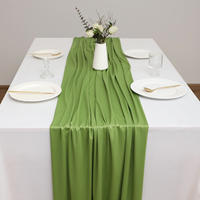 Nouveau chemin de table en soie de lait vert sauge en gros, chemin de table uni personnalisé pour événements extérieurs, banquets et hôtels