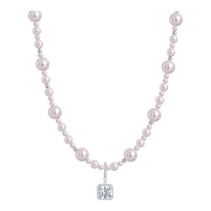 Manta Rose Pearl Necklace AAA Grade White Pearls Sugar Cube Pendant Elegant Daily Wear Collarbone Chain - Product Image 5