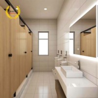 Porte de toilette moderne en stratifié à noyau solide Design Compact en nid d'abeille HPL Cloison de salle de bain Accessoires du sol au plafond