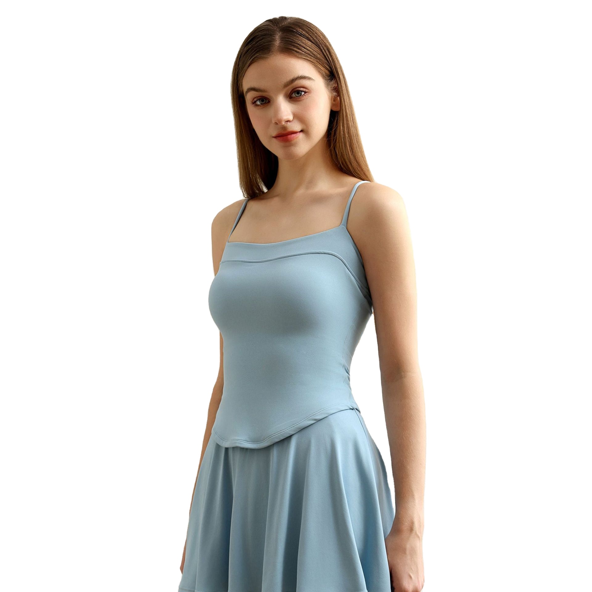Aoyema Women Spring Summer Comfortable Sexy Double-Layer Fitness Bra Lightweight Quick Dry Pilates Yoga Tank Top for Sport Wear