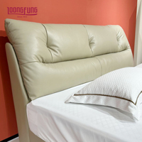 Vente en gros de cadre de lit en cuir véritable LOONGFUNG, base en bois de pin massif, sommier à lattes, mousse haute densité, mobilier de chambre d'hôtel