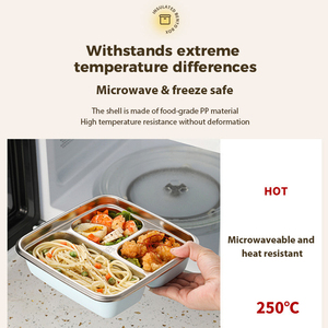 LIHONG Contenitore per Pranzo in Acciaio Inox Verniciato a Polvere, Ermetico e Adatto al Microonde, <span class=keywords><strong>con</strong></span> <span class=keywords><strong>Scomparti</strong></span> per Adulti e Viaggi - Product Image 2