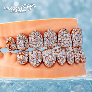 Personnalisé 6 Pointeur Diamant Fine Jewelry Croix Rouge Opale Hip-Hop <span class=keywords><strong>Grillz</strong></span> pour Dents VVS Moissanite 925 Argent - Product Image 2