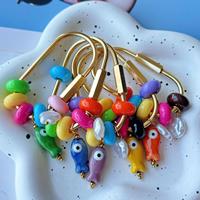 Breloque de sac perlée colorée, breloque poisson en strass et perles, grand porte-clés rond, pendentif de sac, accessoires de mode