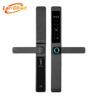 Serrure de porte intelligente TUYA étanche en aluminium à pont thermique noir avec empreinte digitale et mot de passe pour portes en acier et en verre, idéale pour l'extérieur et les cours.