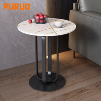 Table d'appoint décorative moderne et minimaliste en acier doré avec éclairage LED, vente chaude, fabricant de meubles en métal de Dongguan, table basse d'appoint