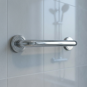 Barre d'appui murale en acier inoxydable, finition chrome poli, design contemporain, barre de sécurité pour salle de bain, poignée antidérapante durable - Product Image 1