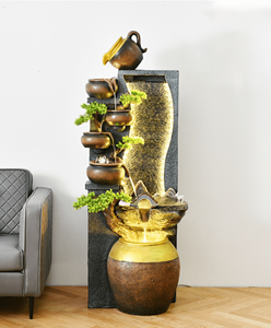 <span class=keywords><strong>Fontaine</strong></span> d'intérieur élégante en céramique à plusieurs niveaux avec cascade coulante et décor bonsaï idéal pour la décoration zen de la maison ou du bureau - Product Image 3