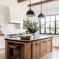 Meubles d'îlot de cuisine modernes de style Shaker classique, sur mesure pour maisons de luxe, portes en bois massif, charnières de robinet, moulures élégantes
