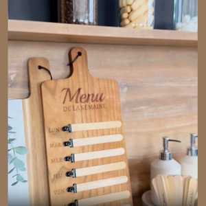 Tableau de menu hebdomadaire en bois Evonik avec lames effaçables pour la planification des repas en cuisine - Product Image 3