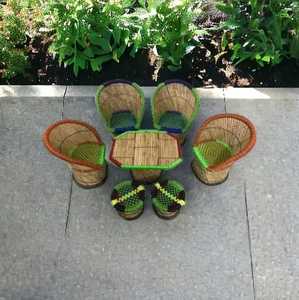 Juego de silla otomana multicolor de forma redonda de nuevo diseño moderno con mesa para sala de estar, cafetería, restaurante - Product Image 3