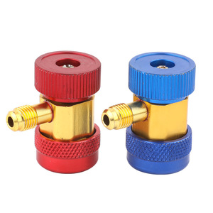 Adaptador de refrigerante de conexión rápida para aire acondicionado de coche R134A, aleación de aluminio, 2 piezas, para reparación de automóviles y adición de refrigerante - Product Image 1