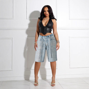 Short En Jean Femme, Court, Destroy, Avec Perles, Taille Normale - Neuf Avec étiquettes