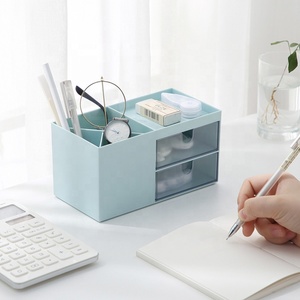 <strong>Small</strong> Desk Organizer with Drawers Mini Plastic Stationery Storage with Pen Holder Multi-Compartment Supply <strong>Box</strong> for Office School - Product Image 2