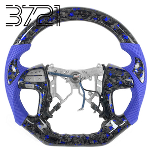 Volant en cuir bleu et fibre de carbone forgée pour Toyota Camry 6ème génération 2006-2011 XV40 - Product Image 1
