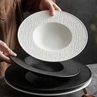 Plats de service européens Offre Spéciale Assiette de pâtes profonde ronde en grès pour restaurant 9.5 / 12 pouces