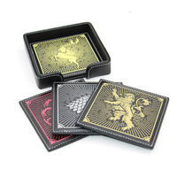 Sous-verres en cuir PU pour boissons, lot de 4 avec support pour la protection des plans de travail à la maison et au bureau – Approvisionnement direct usine