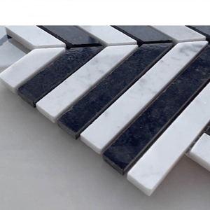 3D không thường xuyên mài giũa gạch khảm đá tự nhiên hiện đại Carrara Trắng Nero MARQUINA đá cẩm thạch đen xương cá dệt gạch khảm - Product Image 2