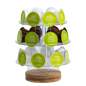 Support de rangement rotatif à 360° pour dosettes de café Dolce Gusto K-<span class=keywords><strong>Cup</strong></span> en acrylique/bambou écologique, capacité de 24 pièces, trois niveaux - Product Image 2
