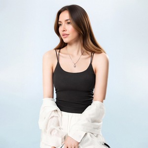 Débardeur décontracté sans dos pour <span class=keywords><strong>femme</strong></span> avec bonnets intégrés, débardeur court à fines bretelles sexy style Y2K pour l'entraînement - Product Image 3